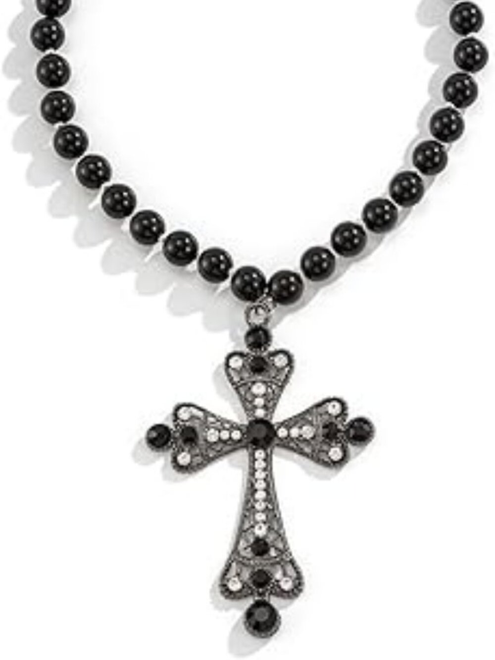 NEW Cross Necklace Gothic Cross Necklace Pearl Choker Chunky Big Oversized‎